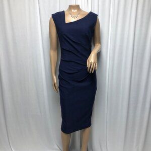Muxxn Dress Womens Size Medium Navy Retro 1950s Style Sleeveless Pencil NEW